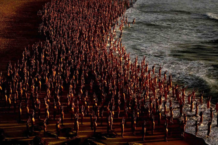 Mass nude photo shoot on Australian beach helps raise awareness for skin cancer