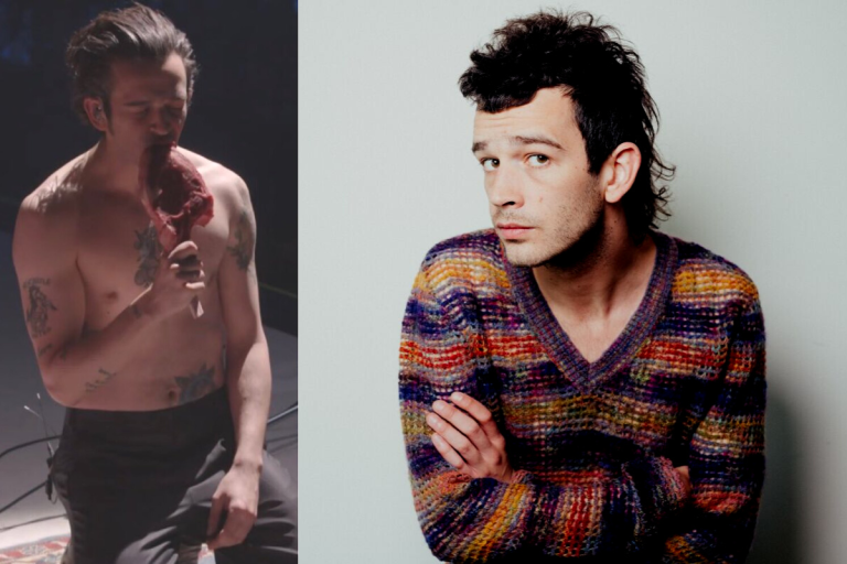 Matty Healy criticized for eating raw steak on stage