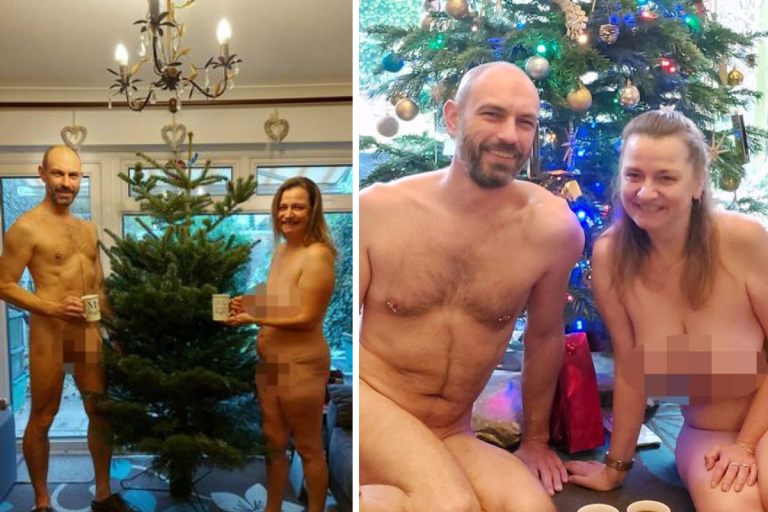 Naturist couple unfazed while hosting Christmas in nude