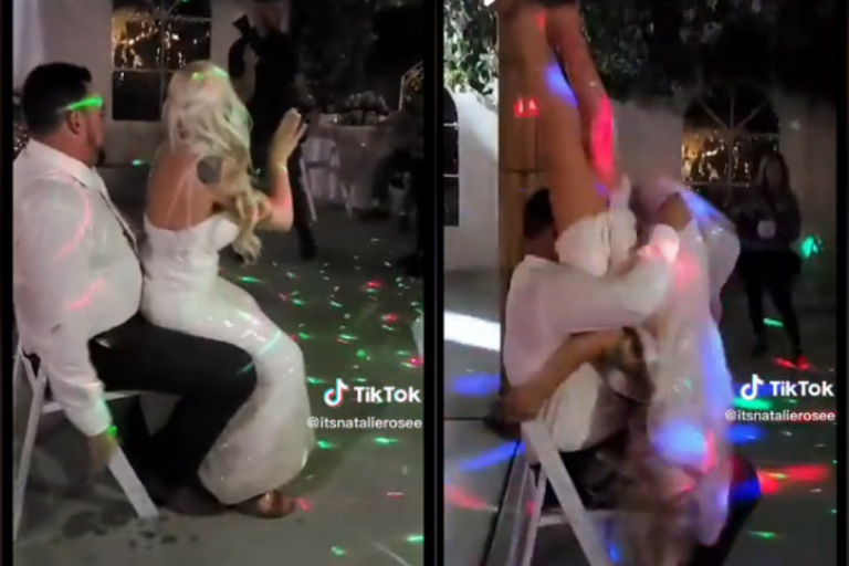 New bride shocks husband and wedding guests with risque lap dance at reception