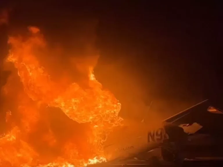 Plane Crashes on North Carolina Freeway, Bursts into Flames with 2 Passengers Onboard