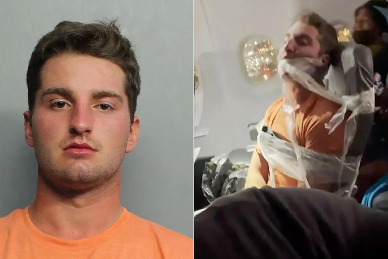 Airline passenger duct taped to his seat for groping the crew lands in jail