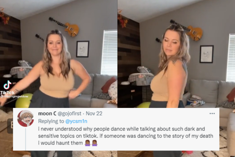Widow slammed for dancing to “Made You Look” while telling husband’s tragic death