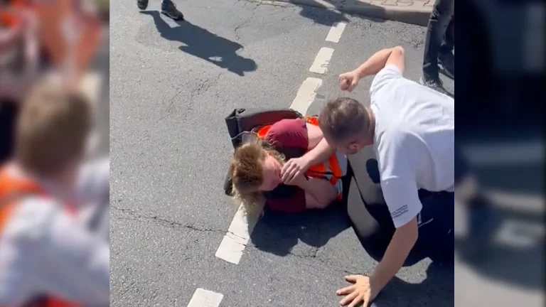 Truck Driver Goes Ballistic on Protestors in Germany
