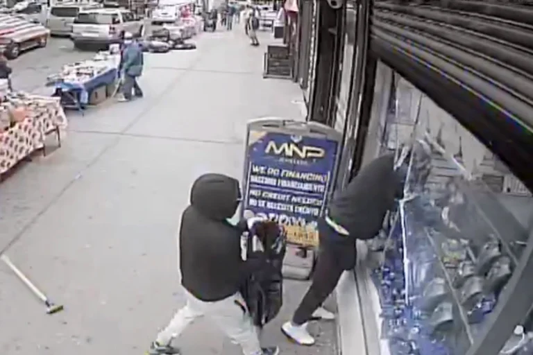 Wild video shows robbers using sledgehammer to rob NYC store