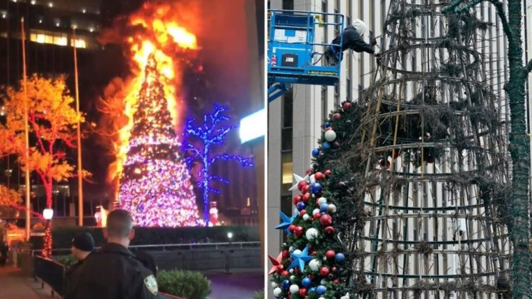Fox News Replaces Christmas Tree That Went Up in Flames in Manhattan