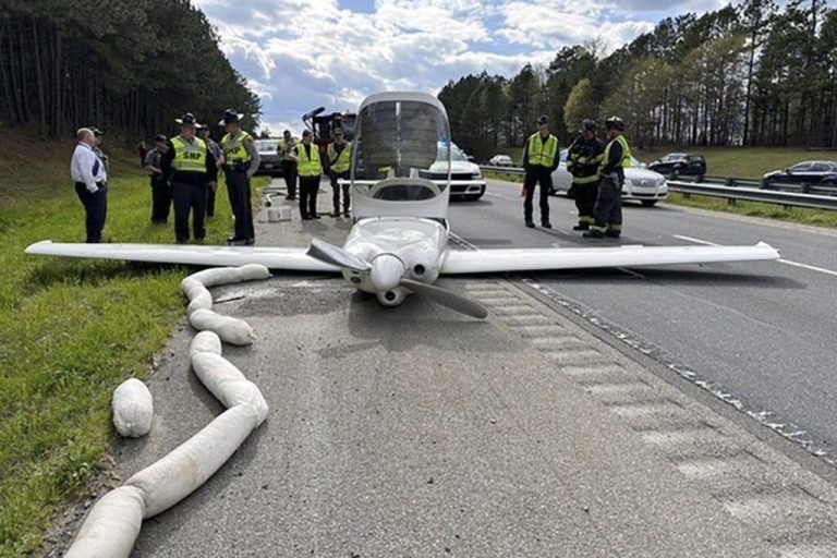 Small Plane That Made Emergency Landing on Highway, Struck by Vehicle