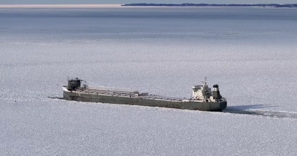 Freighter Stuck in Lake Erie Ice