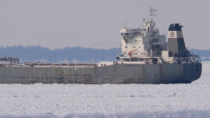 Freighter Stuck in Lake Erie Ice